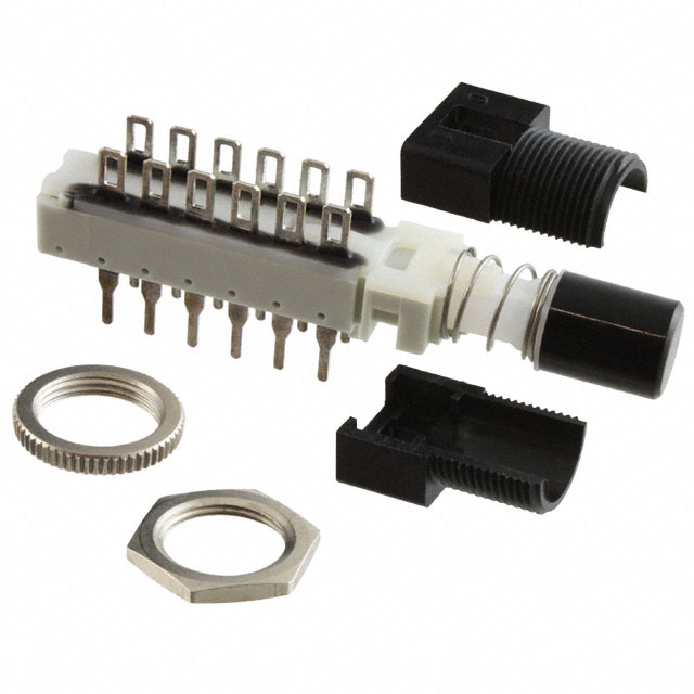 Pushbutton Switch 4PDT Standard Panel Mount, Right Angle, Rear